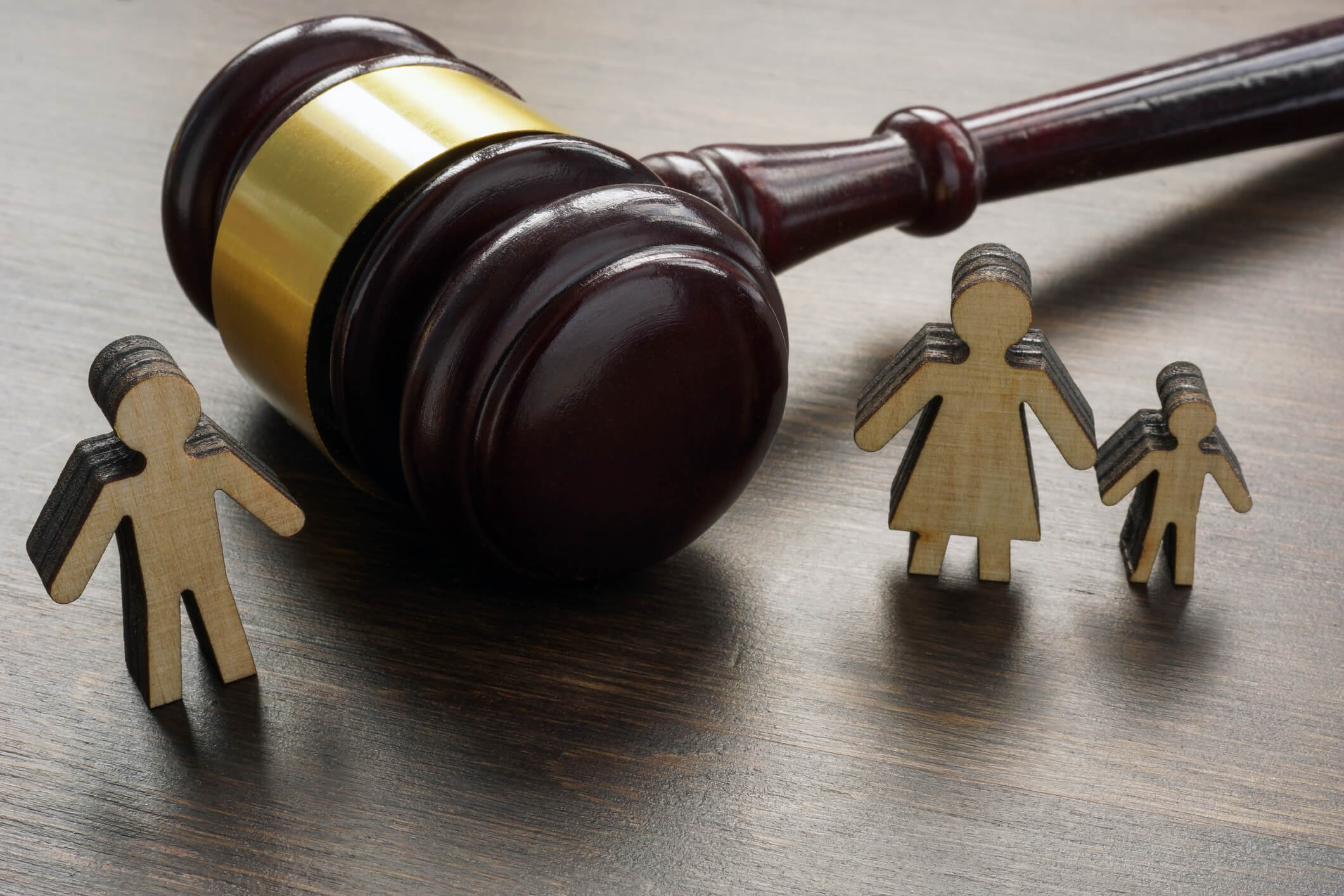 Wooden family cutouts with gavel