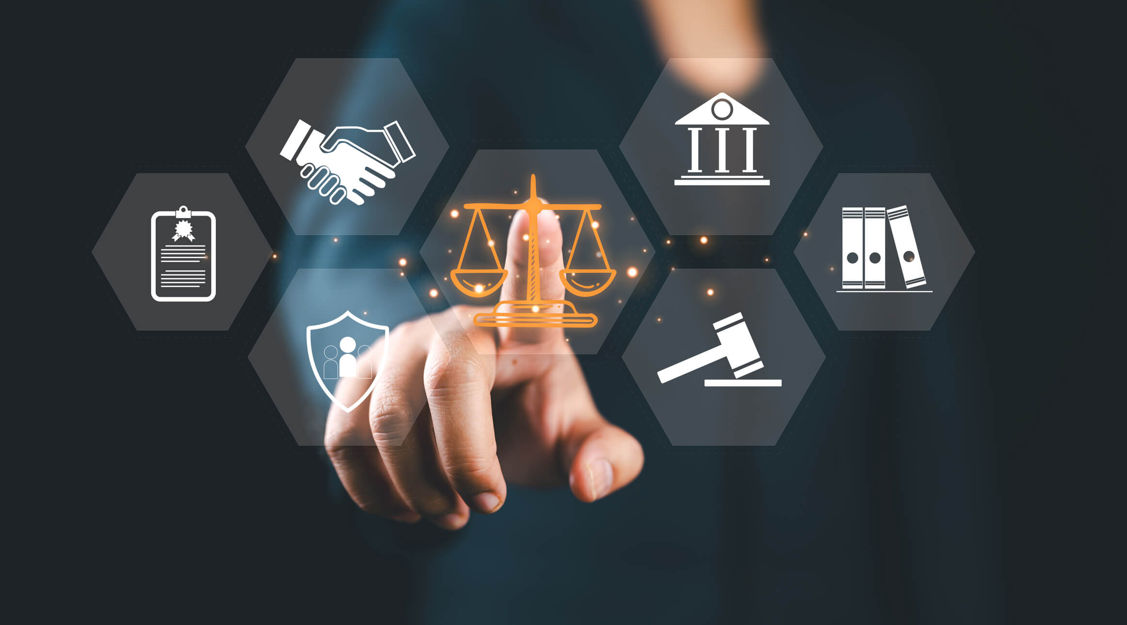 Touching digital justice icons